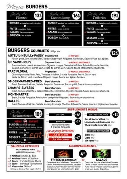 L'Artisan du Burger — carte page 1