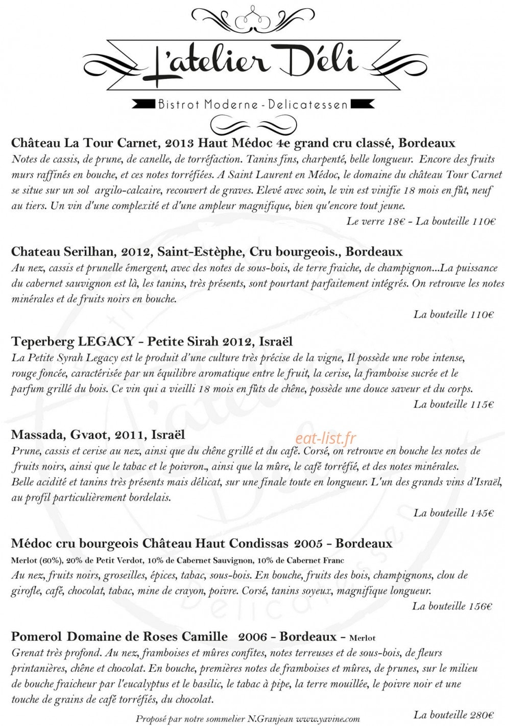 L'atelier Deli — carte page 4
