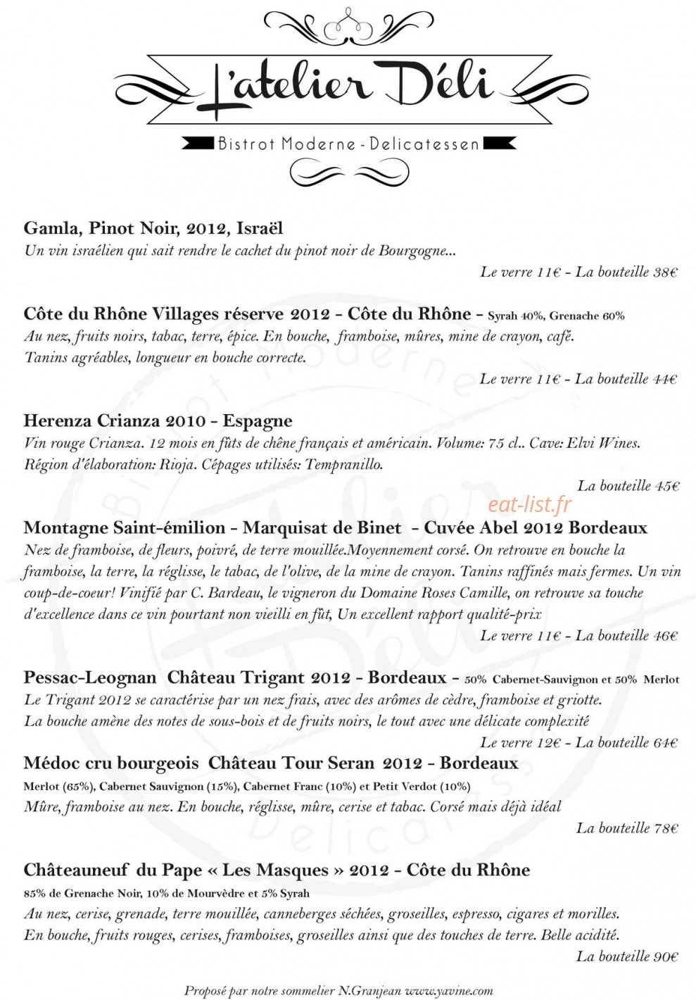 L'atelier Deli — carte page 3