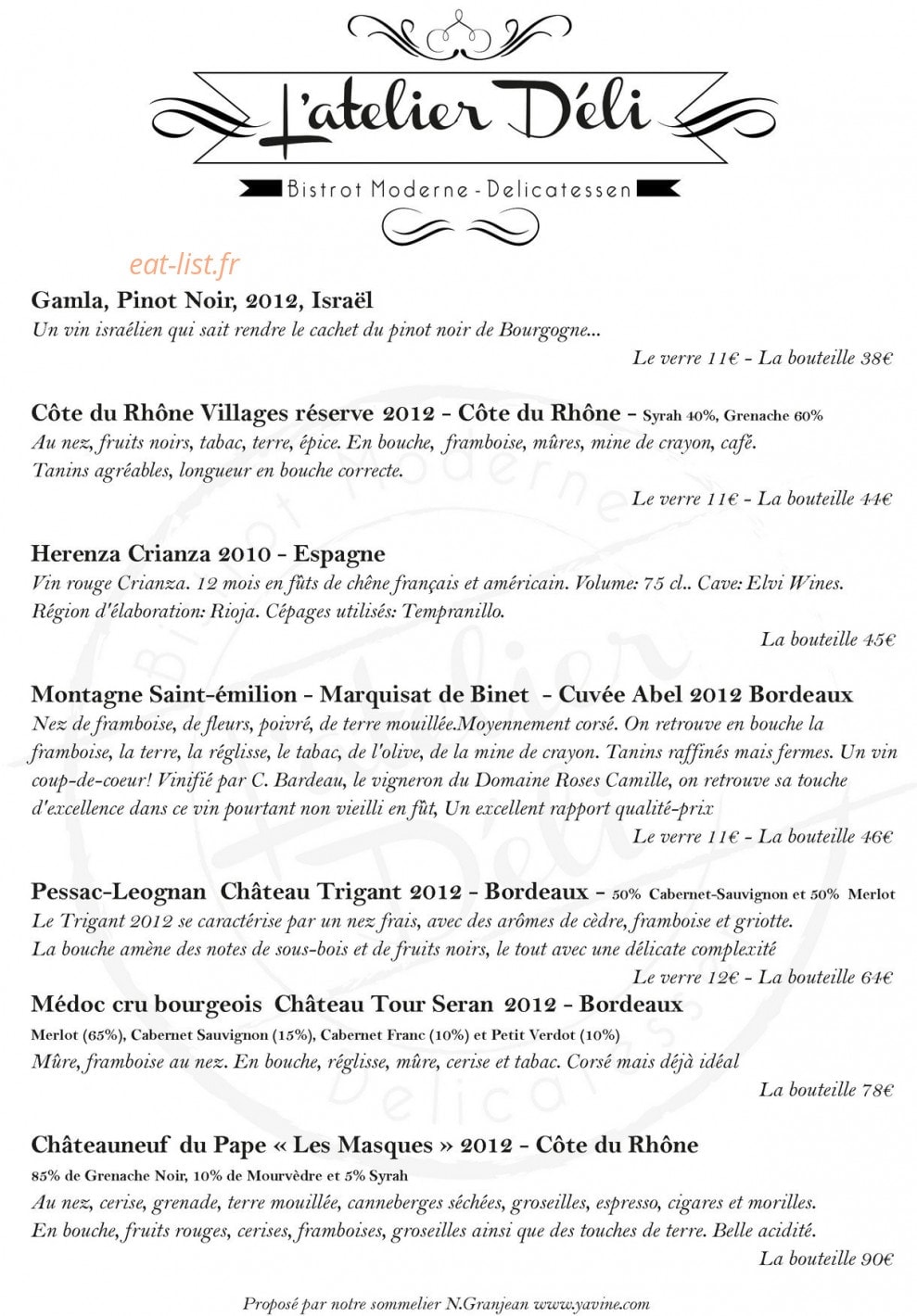 L'atelier Deli — carte page 2