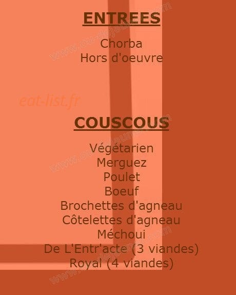 L'Entr'Acte Restaurant — carte page 2