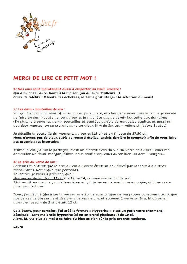 L. et les Garçons — carte page 7