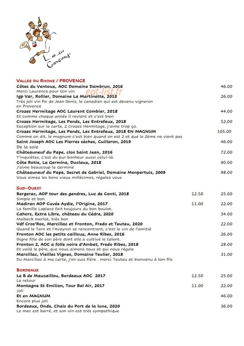 L. et les Garçons — carte page 4
