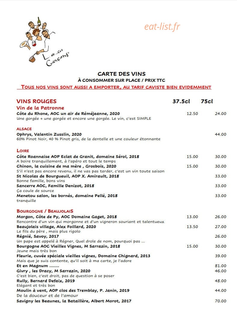 L. et les Garçons — carte page 3