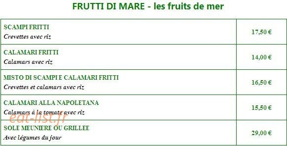 Carte et menu de La Maiella à Levallois Perret — Les Fruits de Mer