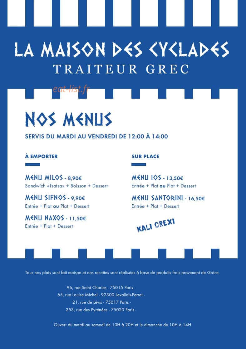 La Maison des Cyclades — carte page 2
