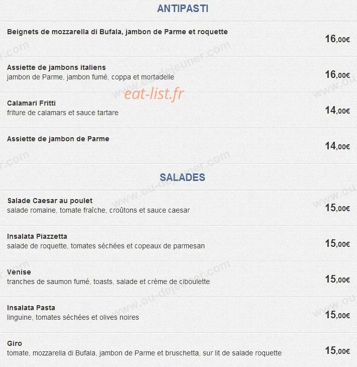 La Piazzetta — carte page 2