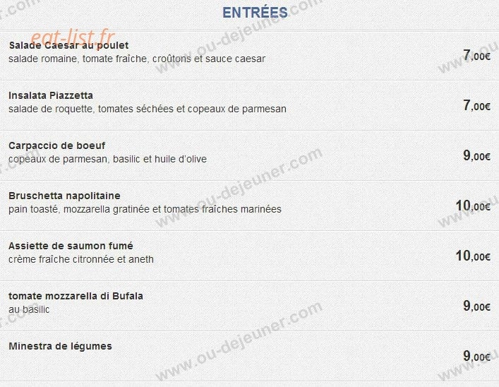 La Piazzetta — carte page 1