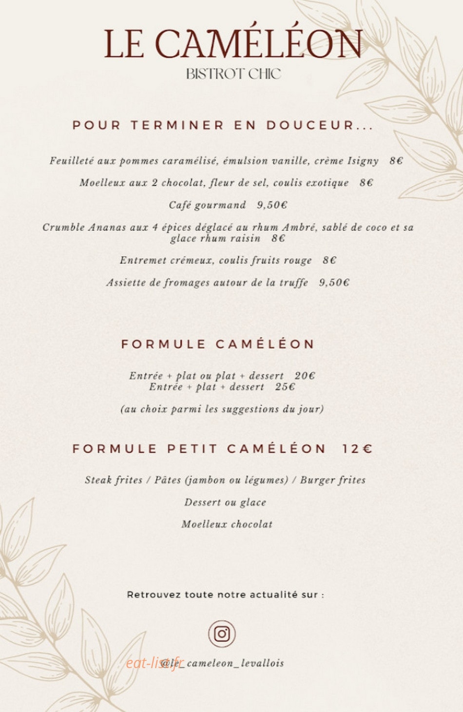 Le Caméléon — carte page 2