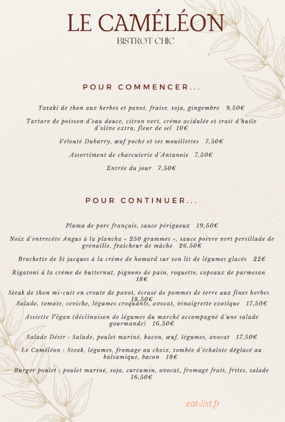 Le Caméléon — carte page 1