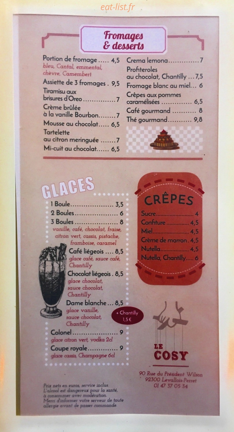 Le cosy — carte page 2