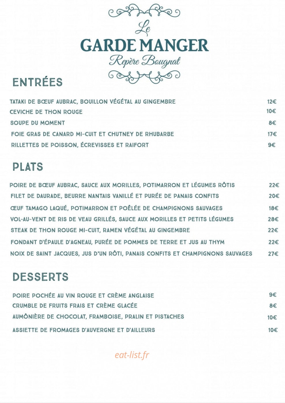 Le garde manger — carte page 1