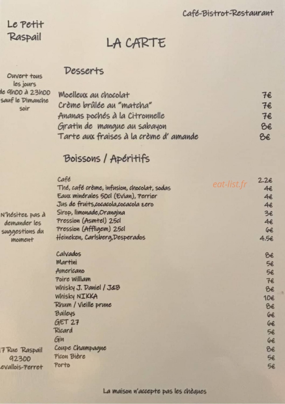 Le Petit Raspail — carte page 2