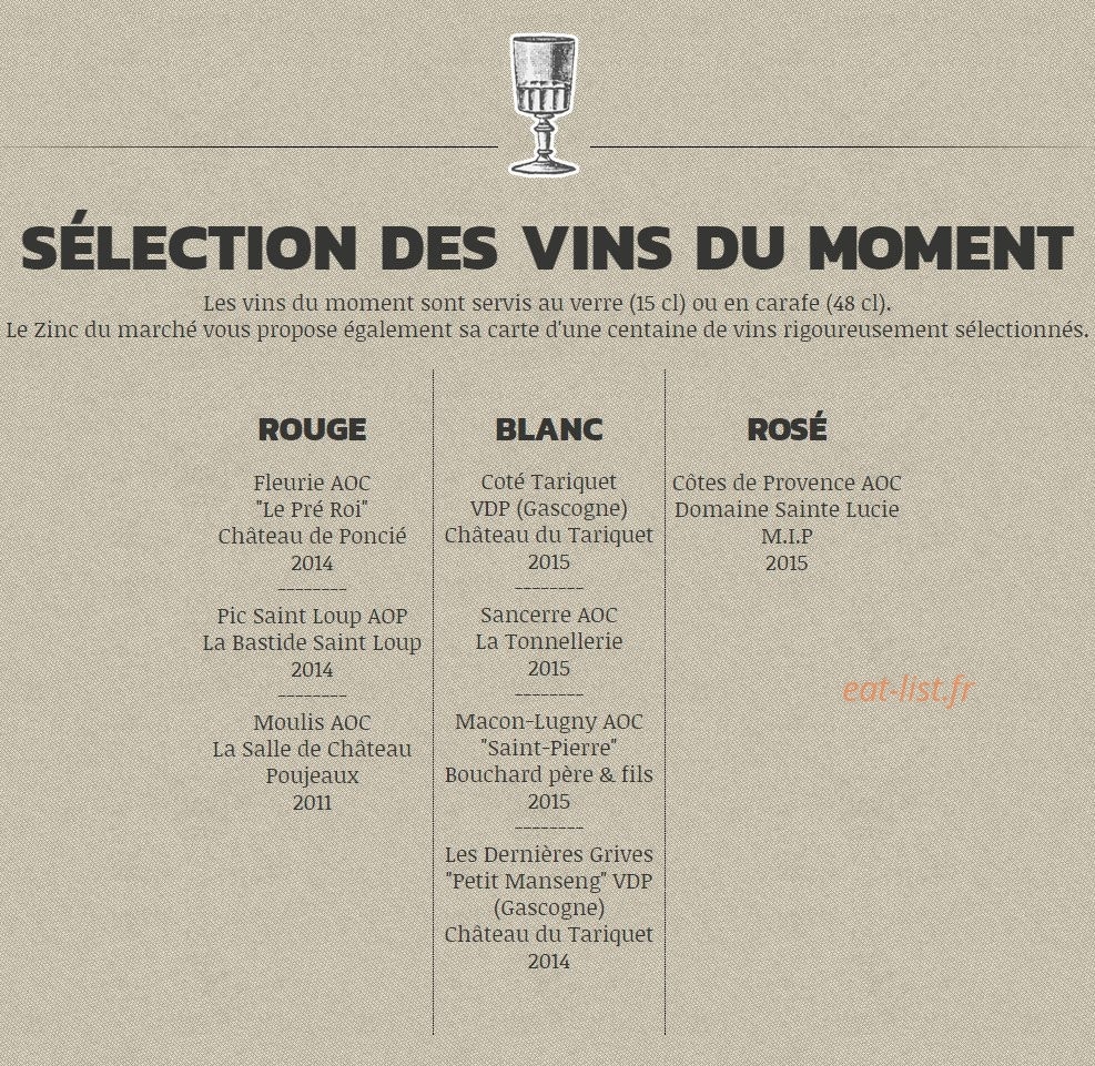 Le Zinc du marché — carte page 2