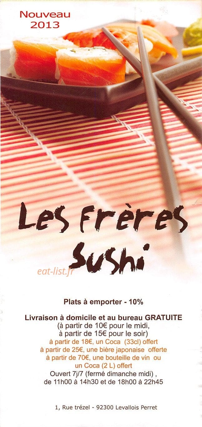 Les Frères Sushi — carte page 1