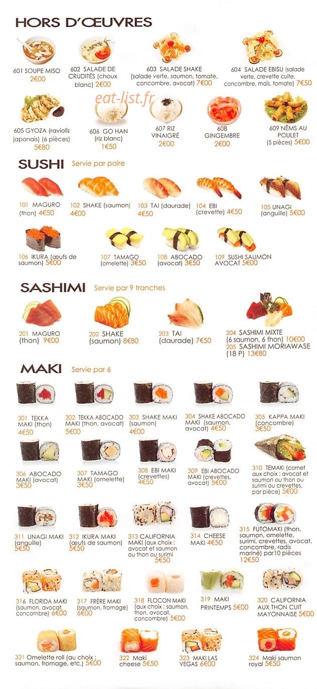 Les Frères Sushi — carte page 3