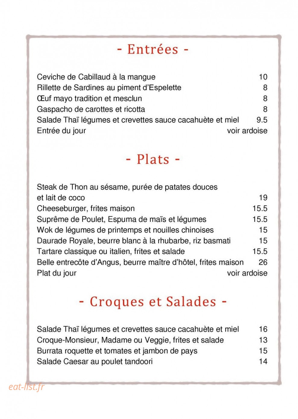 Liomar Café — carte page 1