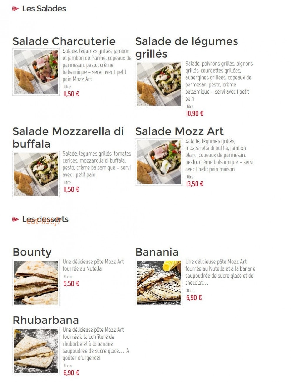 Mozz Art Pizza — carte page 5