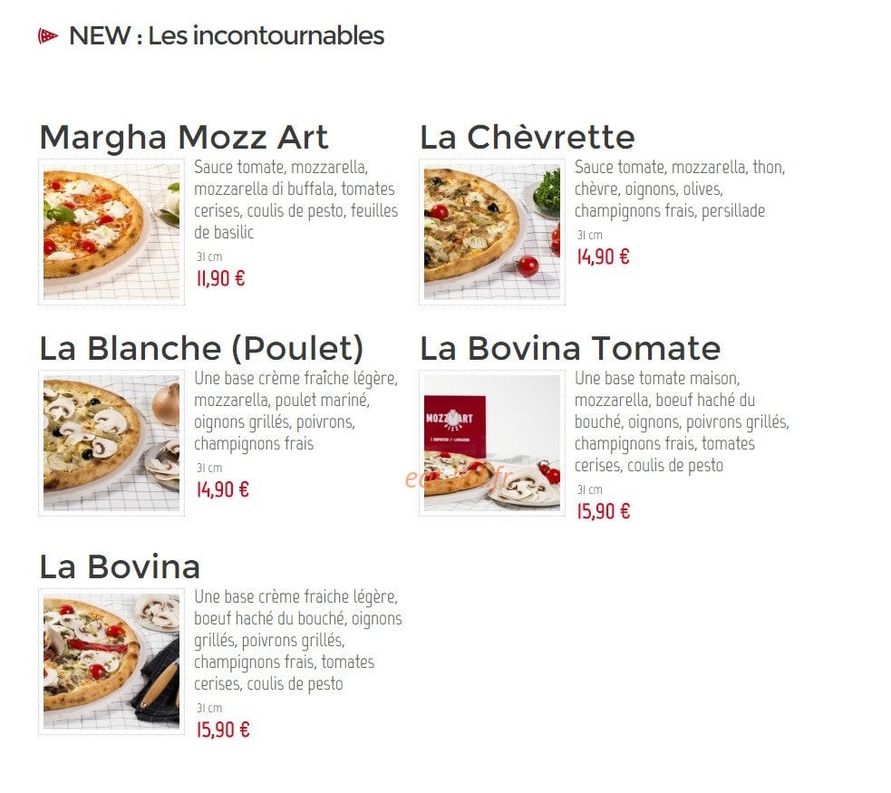 Mozz Art Pizza — carte page 2