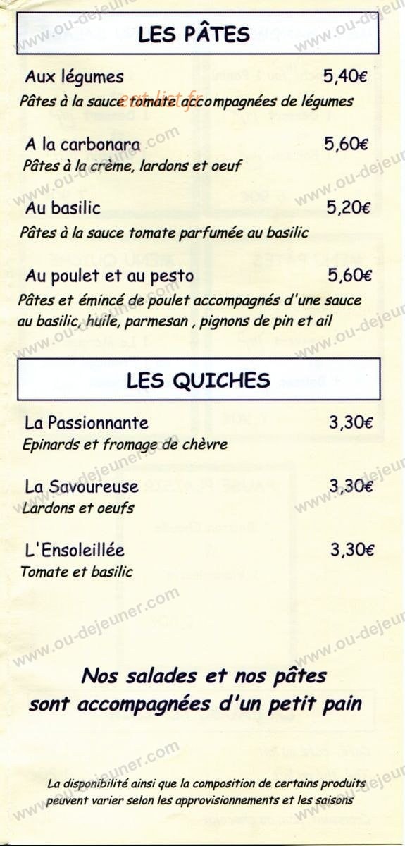 Passions saveurs — carte page 4