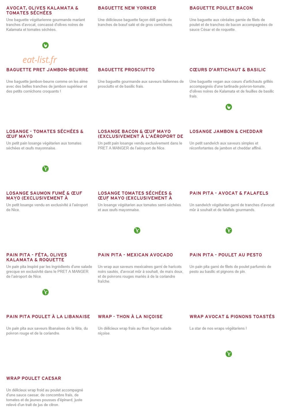 Prêt à manger — carte page 2