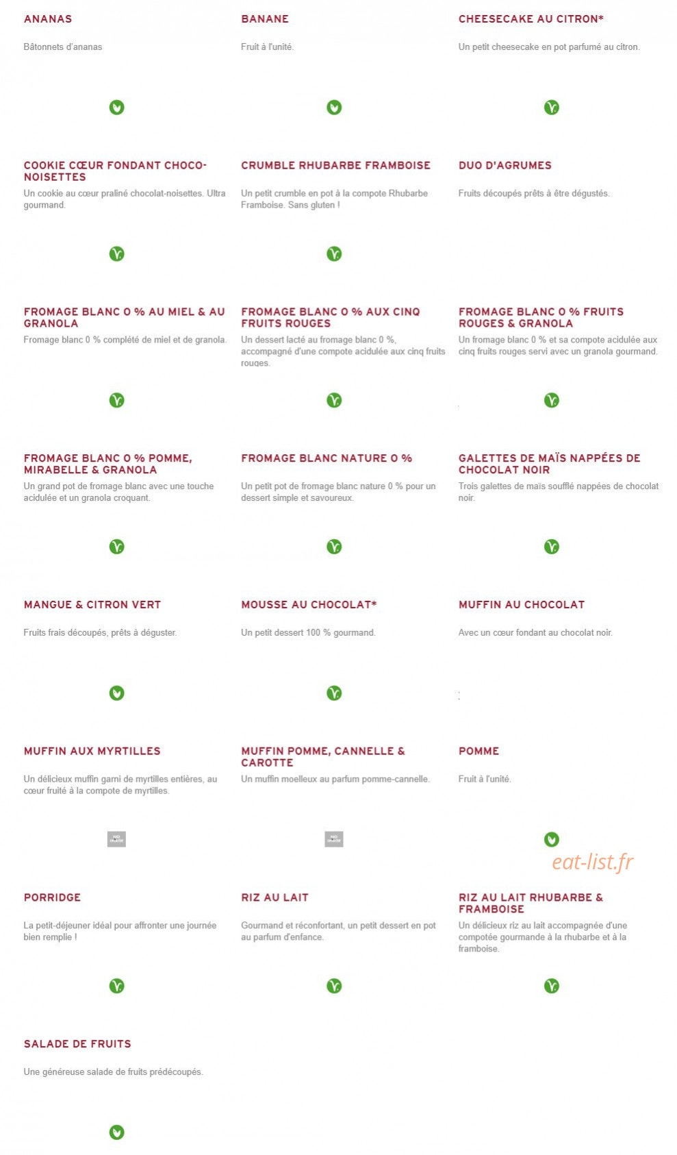 Prêt à manger — carte page 9
