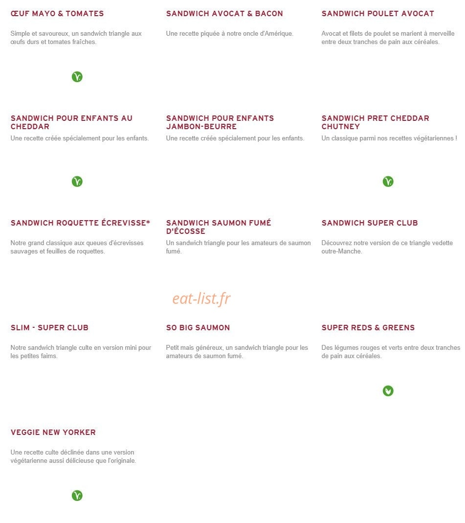 Prêt à manger — carte page 1