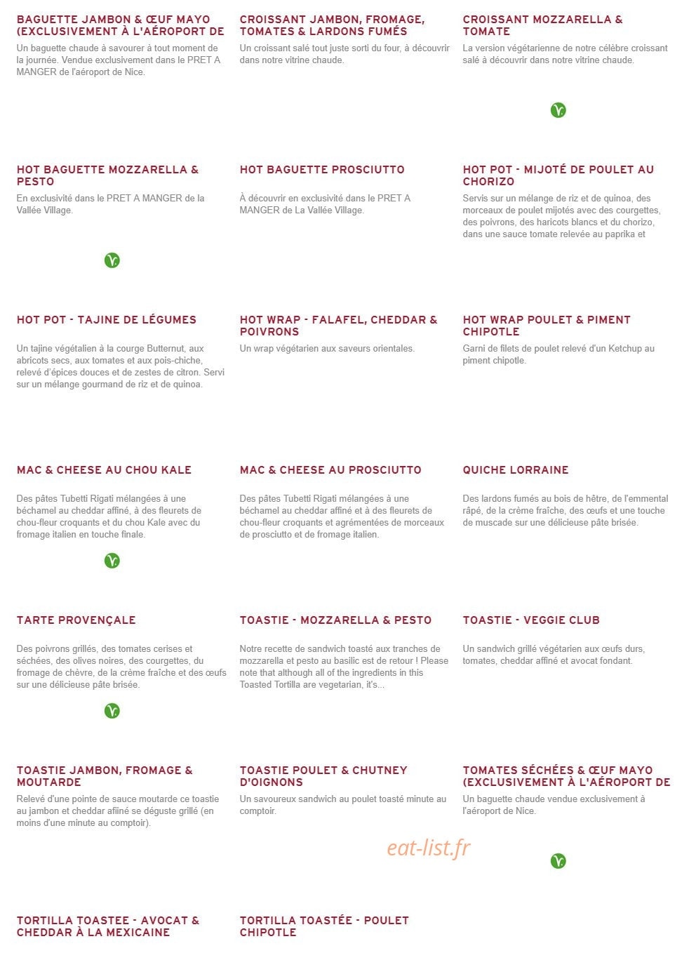 Prêt à manger — carte page 5