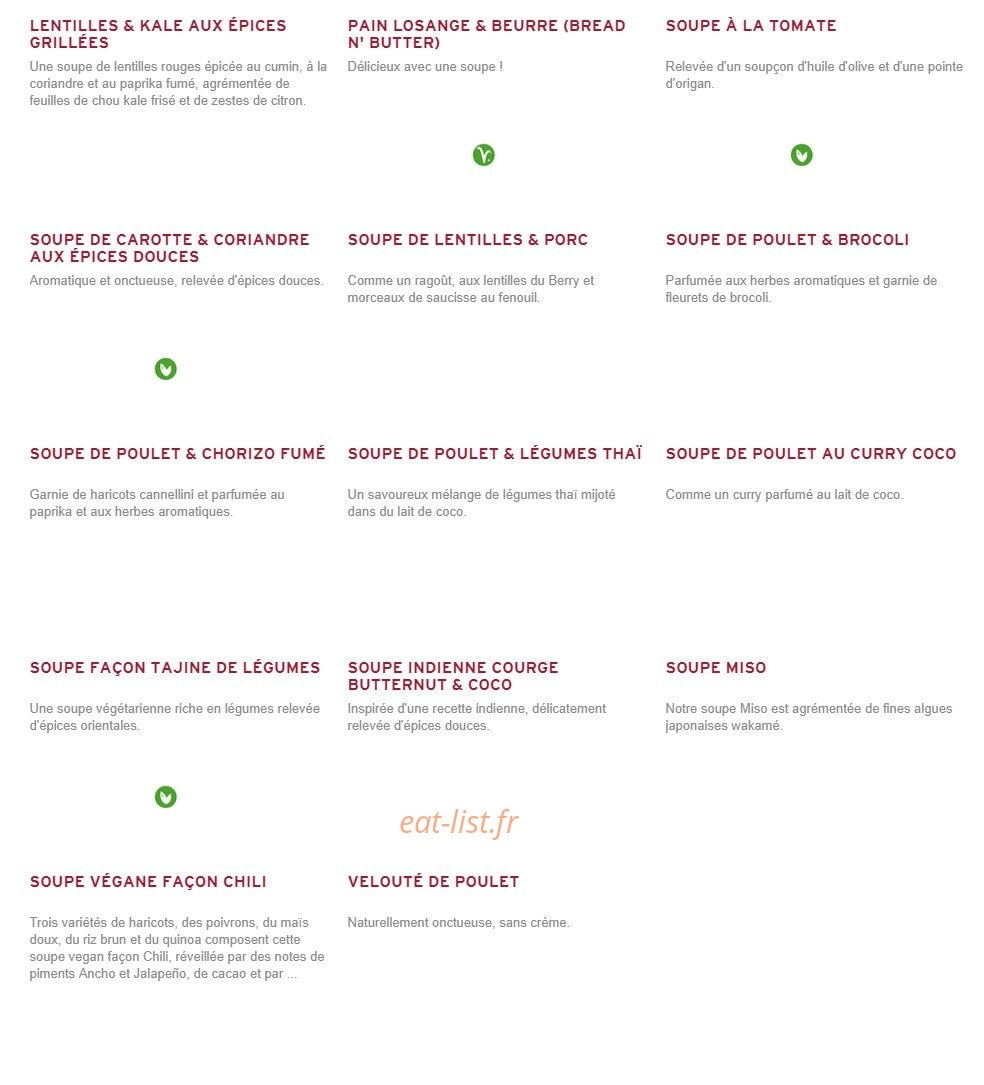 Prêt à manger — carte page 7