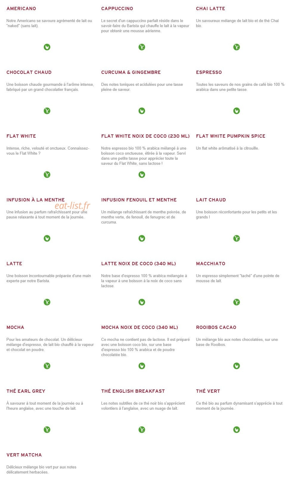 Prêt à manger — carte page 10