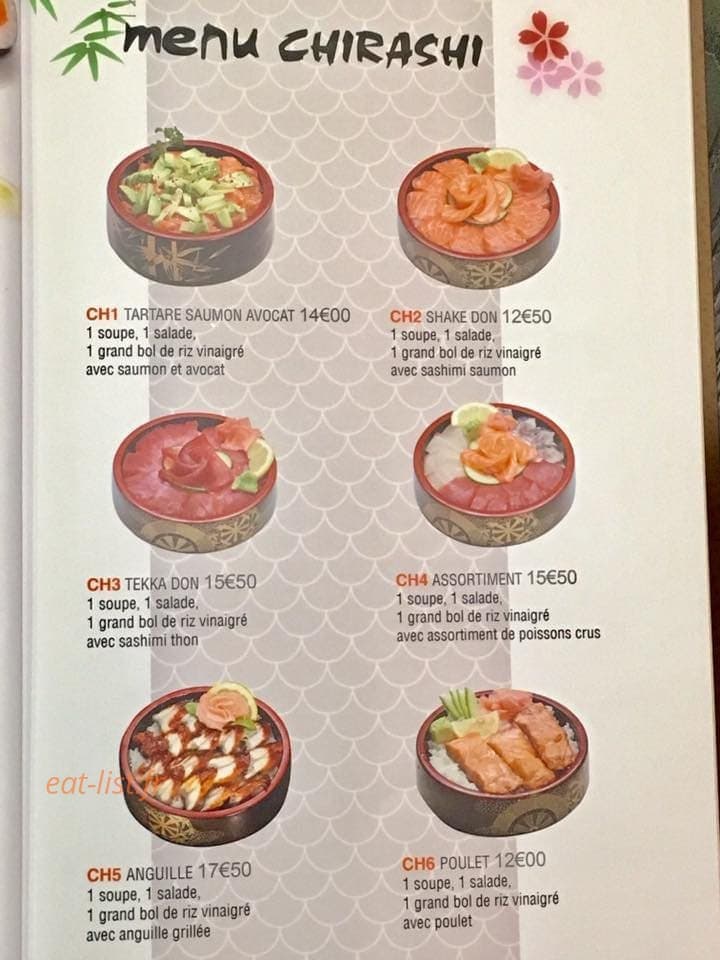 Carte et menu de Restaurant Japonais Deyou à Levallois Perret — Les chirachis