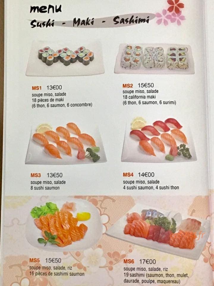 Carte et menu de Restaurant Japonais Deyou à Levallois Perret — Les suhis, makis et sashimis suite