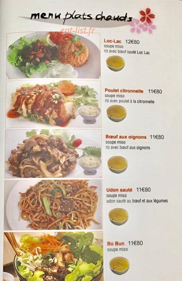 Carte et menu de Restaurant Japonais Deyou à Levallois Perret — Les plats chauds