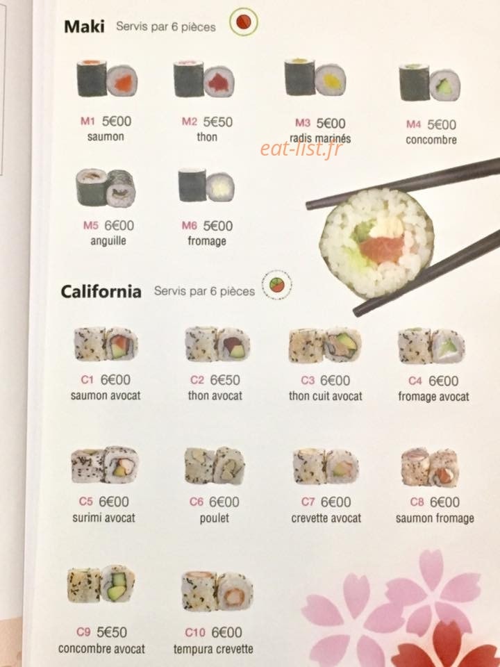 Carte et menu de Restaurant Japonais Deyou à Levallois Perret — Les makis et californias