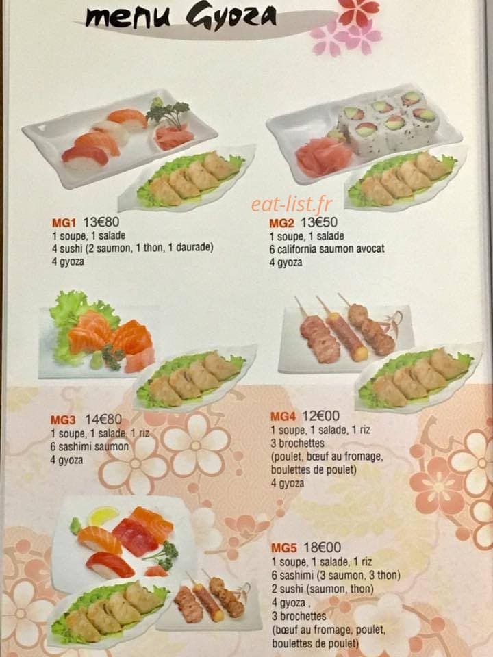 Carte et menu de Restaurant Japonais Deyou à Levallois Perret — Les menus gyozas