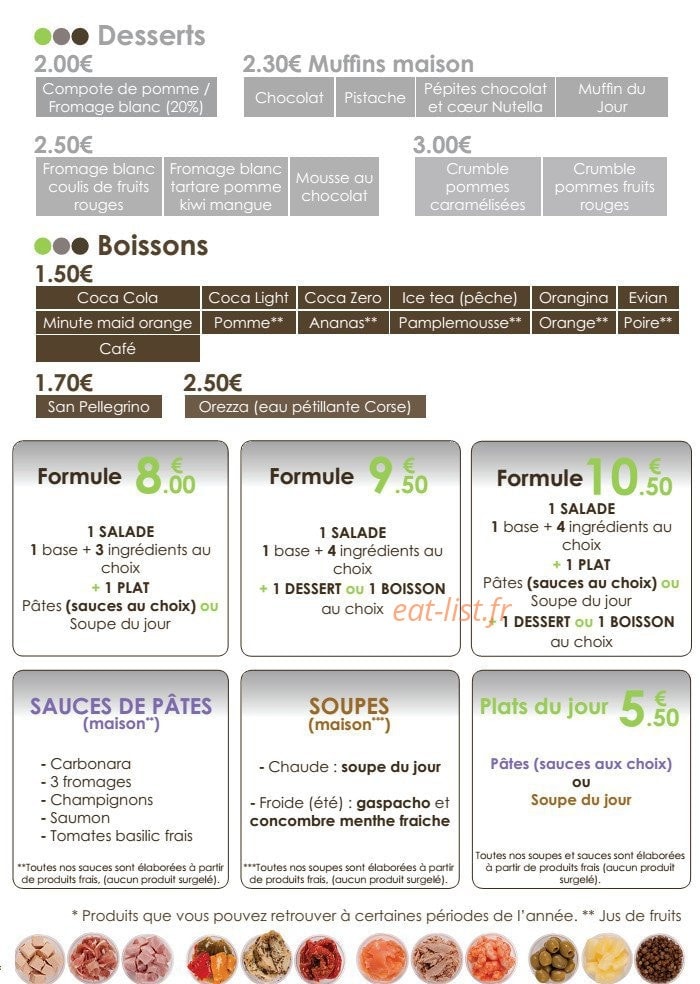 Salad Shop — carte page 2
