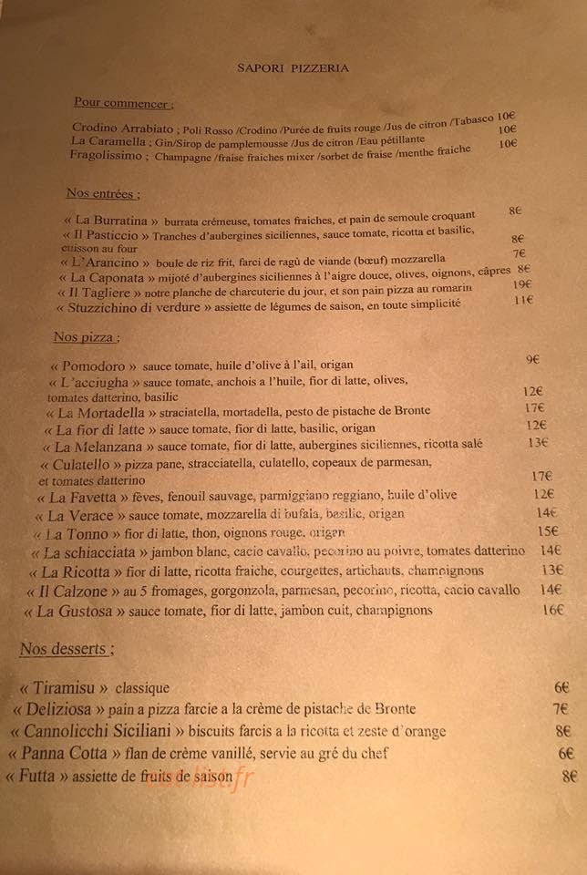Sapori — carte page 1