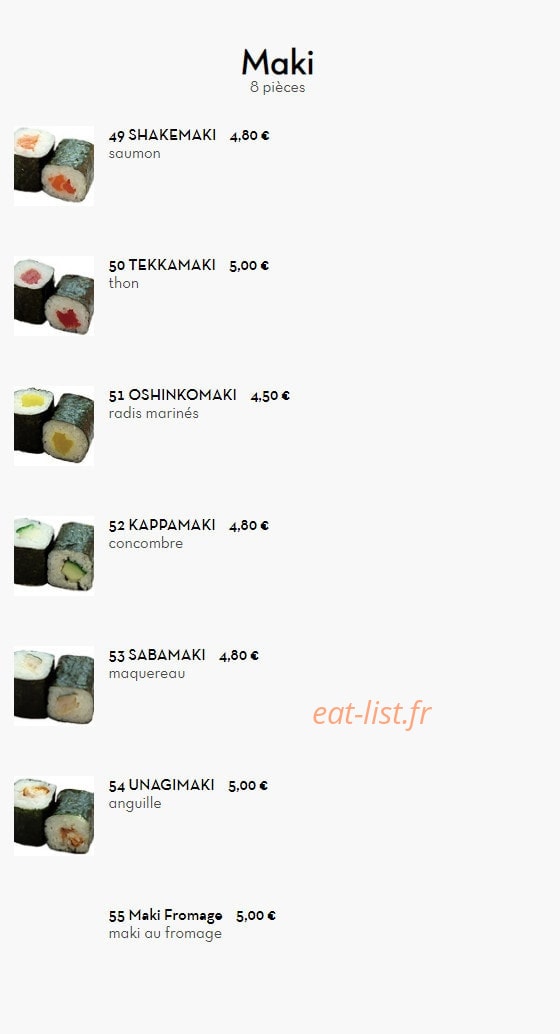 Sushi YR — carte page 6
