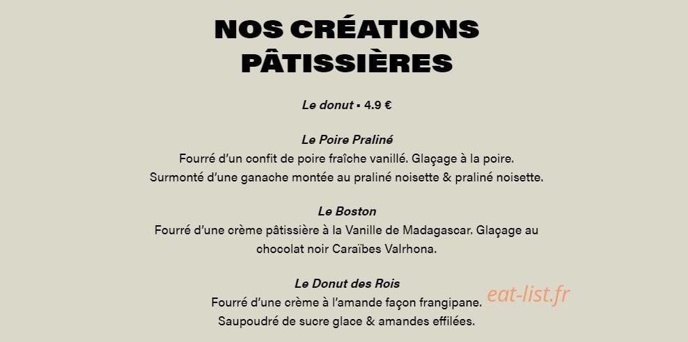 Carte et menu de The French Donuts à Levallois Perret — Les créations