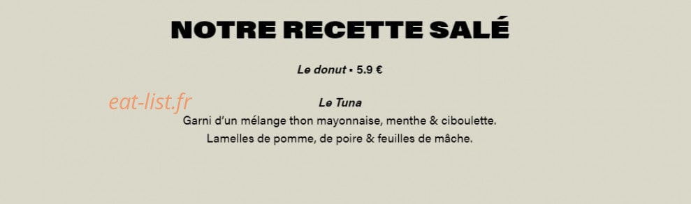 Carte et menu de The French Donuts à Levallois Perret — Recette salé