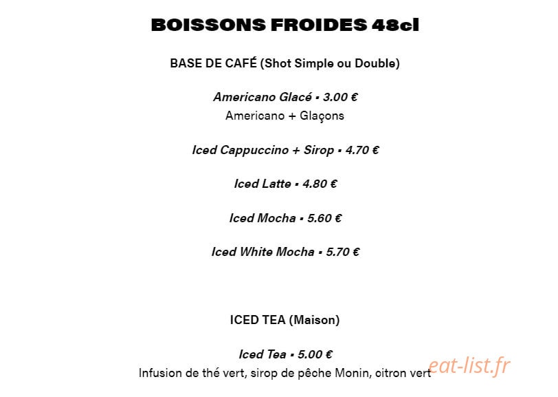 Carte et menu de The French Donuts à Levallois Perret — Les boissons fraiches