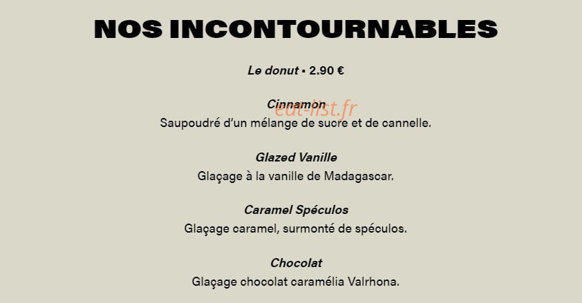 Carte et menu de The French Donuts à Levallois Perret — Les incontournables