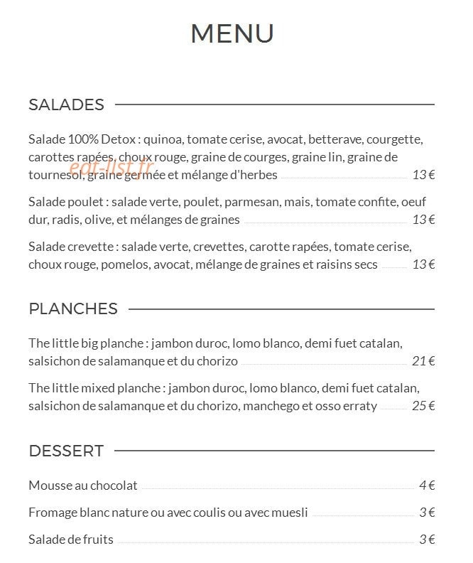 The Little Café — carte page 1