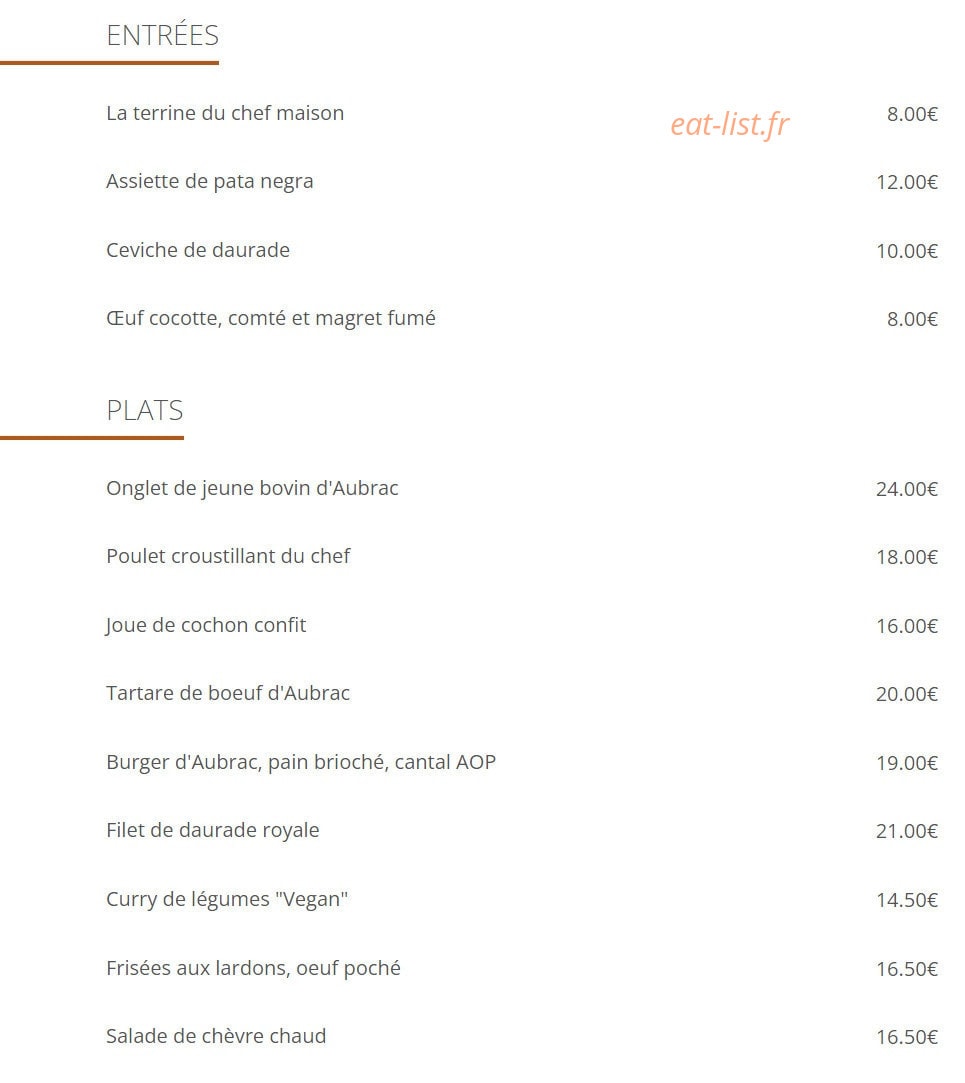 VineVieTable — carte page 1