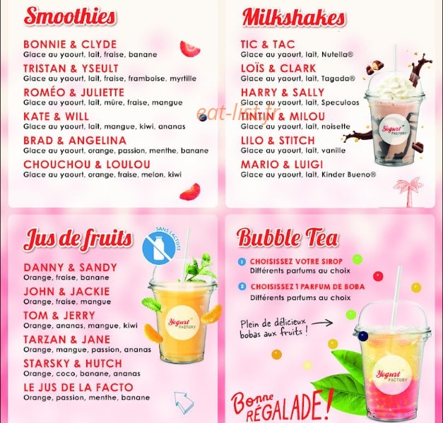 Yogurt Factory — carte page 2