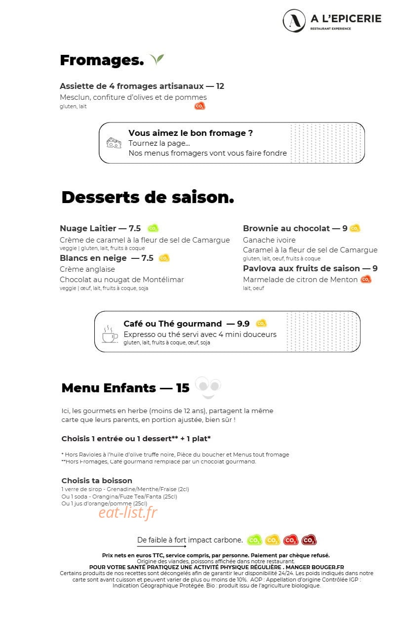 A l'Epicerie — carte page 4