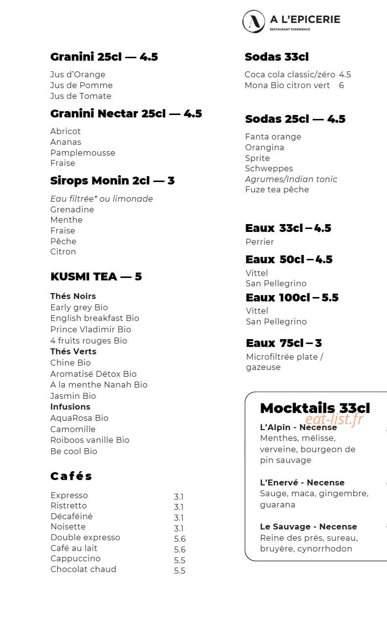 A l'Epicerie — carte page 5