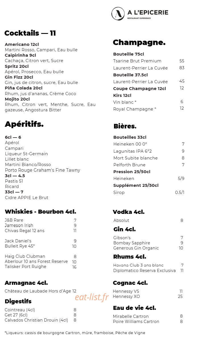 A l'Epicerie — carte page 8