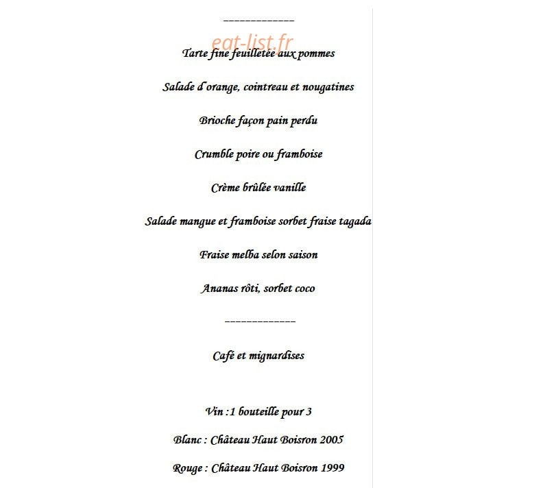 Auberge Garden — carte page 5