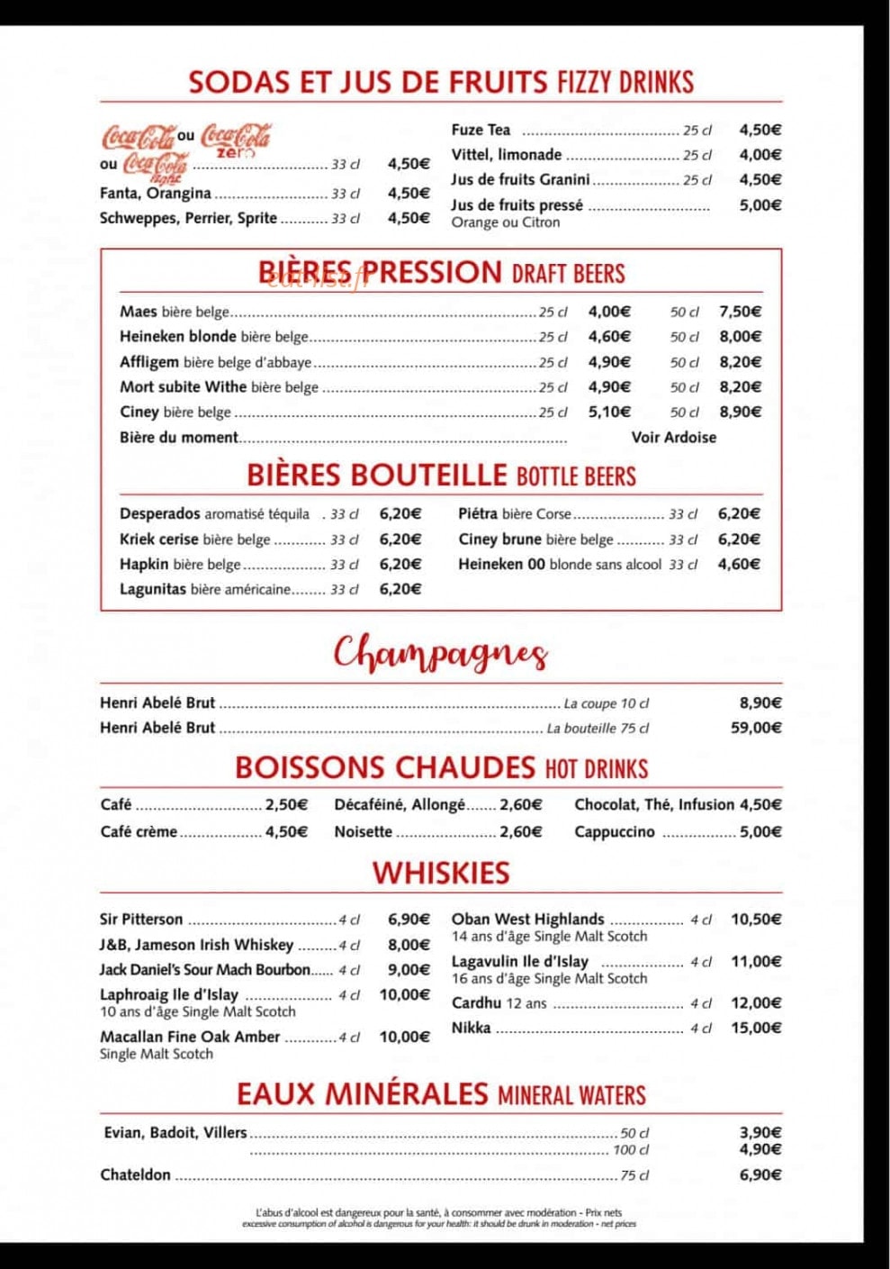 Bistrot 30 — carte page 3